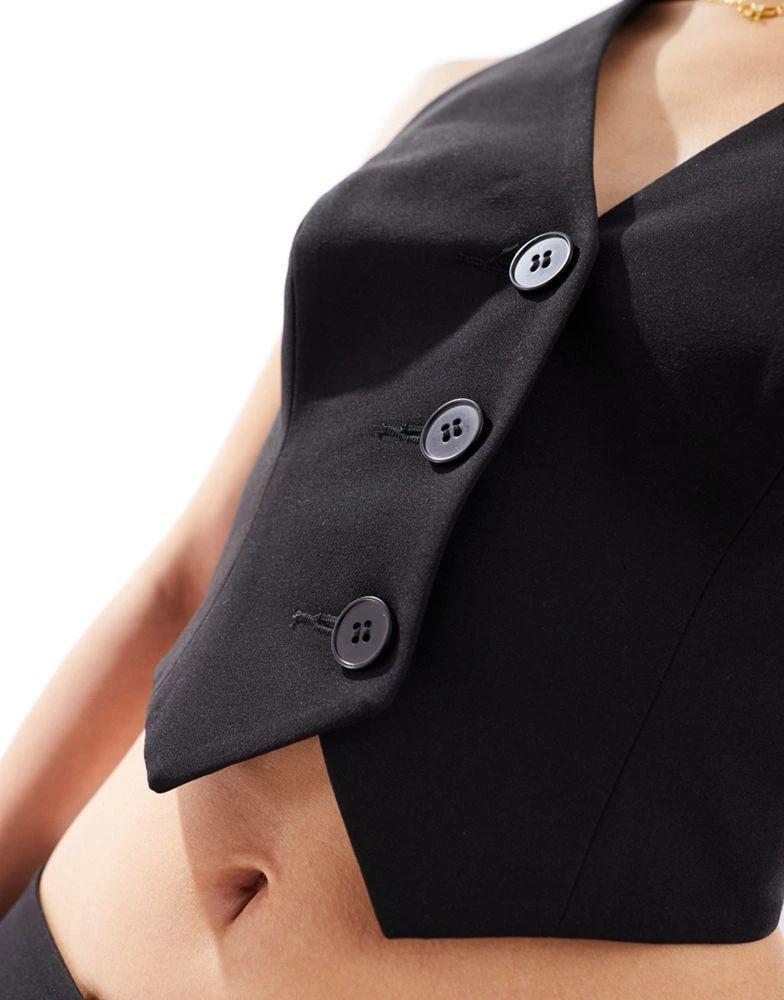 Miss Selfridge Miss Selfridge halter backless waistcoat co ord in black 4