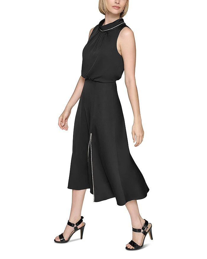 Karl Lagerfeld Paris Satin Crepe Mock Neck Midi Dress 3