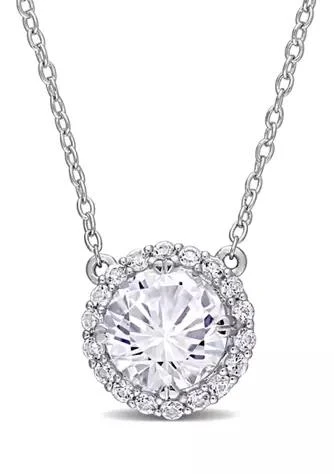 Belk 
Co. Lab Created 2.75 ct. t.w. Created White Sapphire Halo Necklace in Sterling Silver