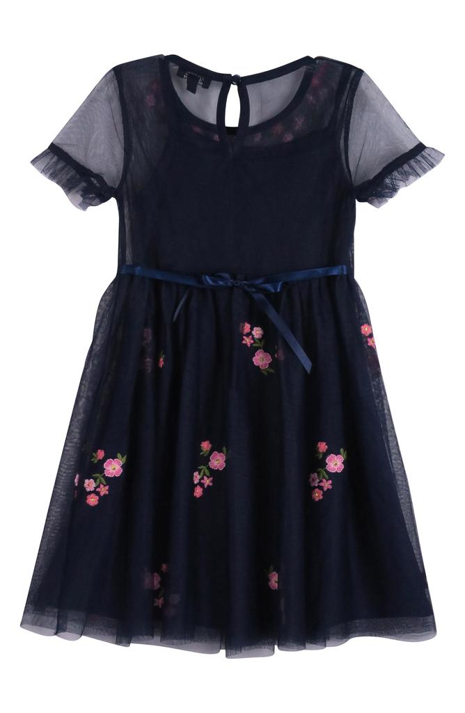 Zunie Kids' Embroidered Mesh Dress