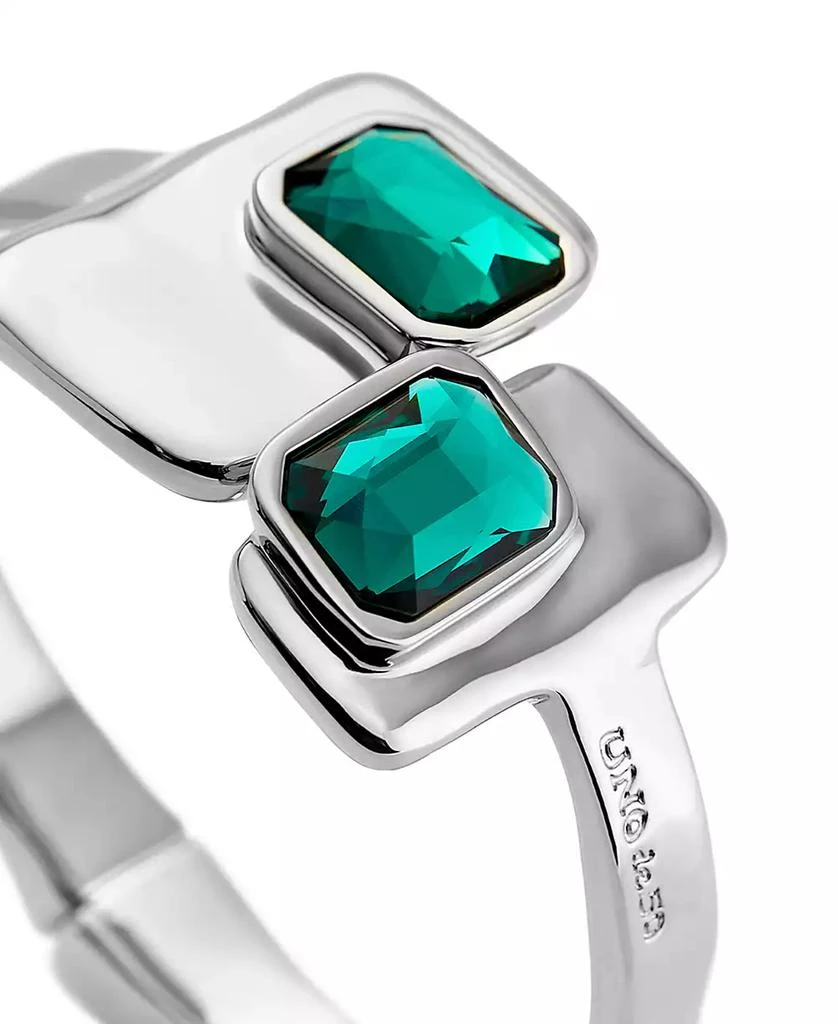UNOde50 Metal Alloy Bracelet plated in Sterling Silver with Green and White Faceted Crystals 3