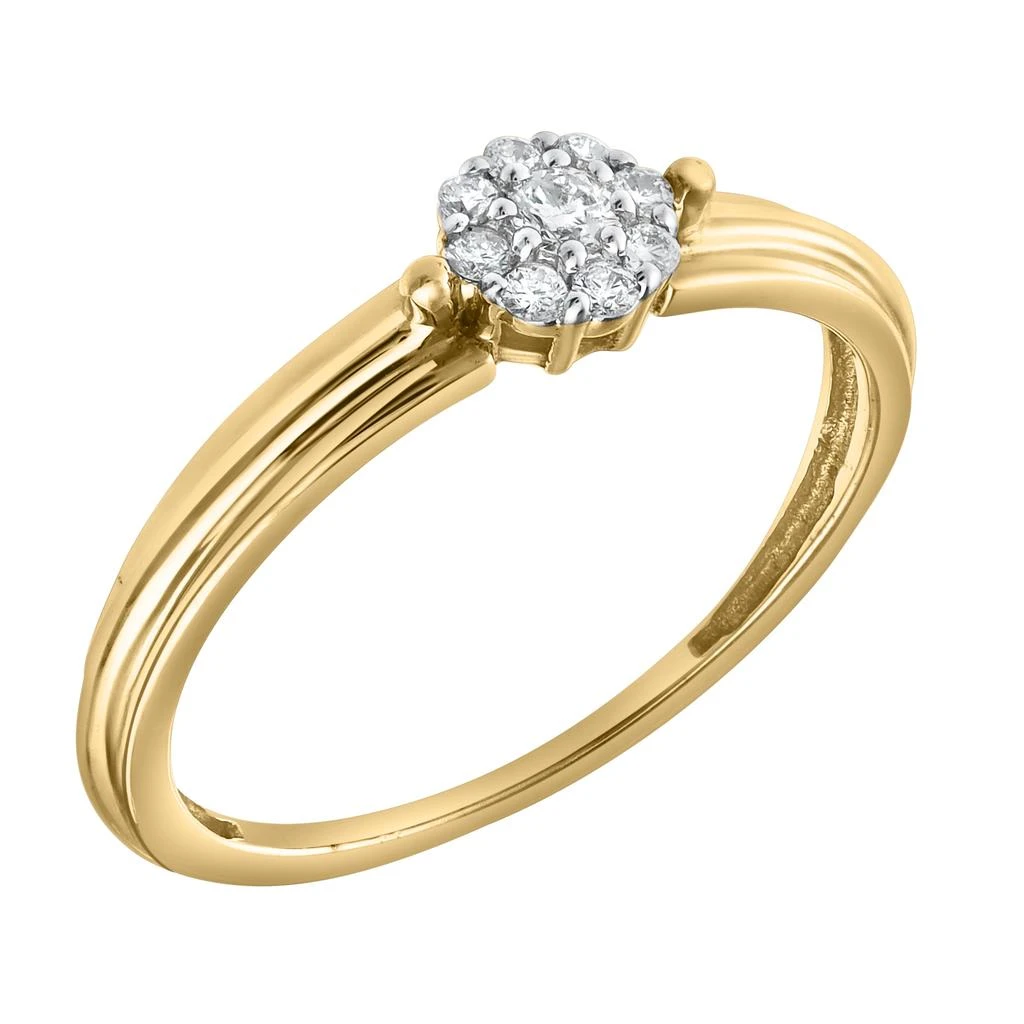 LuvMyJewelry Elowen 0.15 Ct Natural Diamond Floral 10K Gold Ring 3