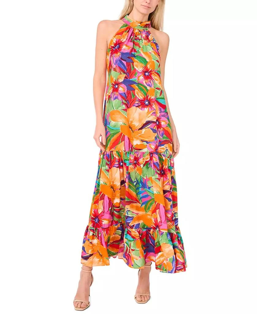 MSK Women's Printed Halter Tie-Back Maxi Dress 1