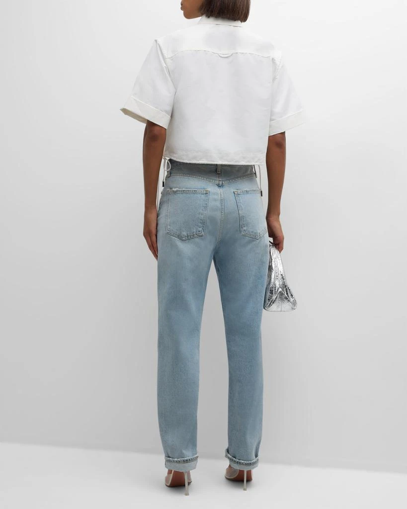 SIMKHAI Ryett Short-Sleeve Cropped Shirt 6
