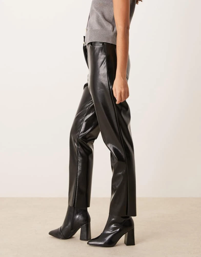 New Look New Look vinyl straight leg trousers in black 3