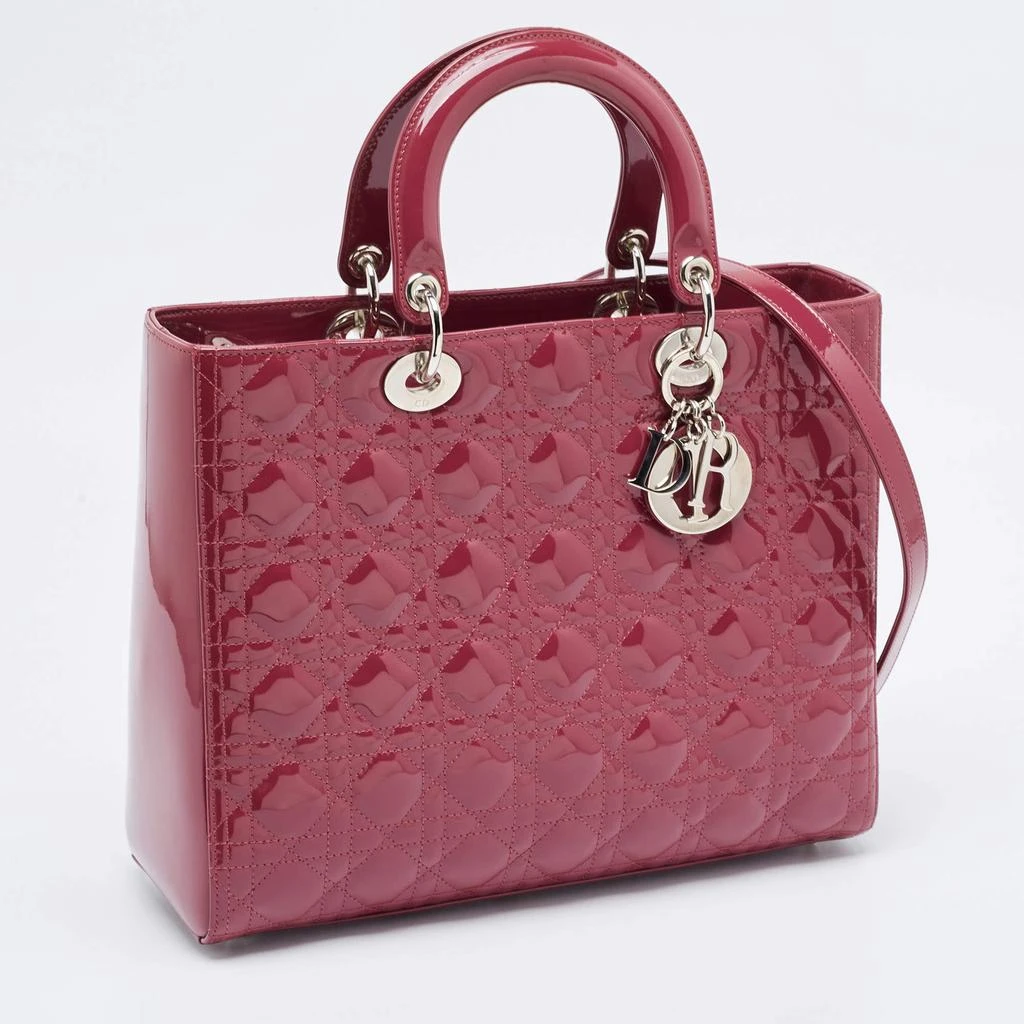 Dior Dior Fuchsia Cannage Patent Leather Large Lady Dior Tote 3