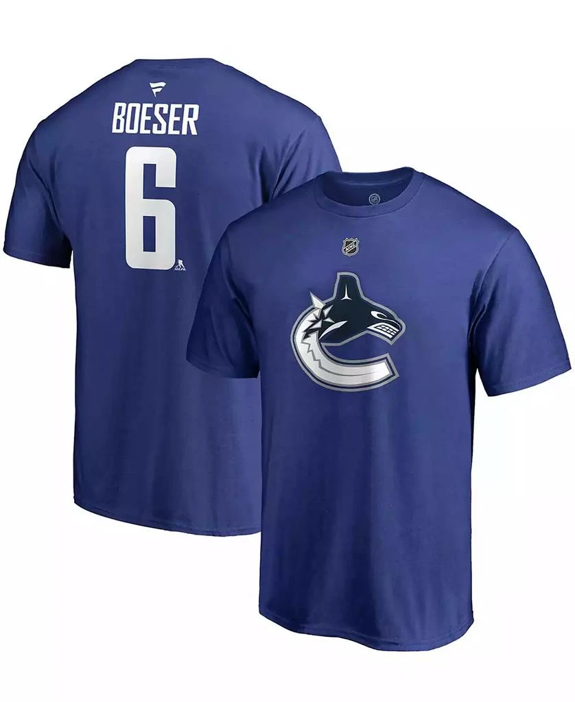 Fanatics Men's Brock Boeser Blue Vancouver Canucks Team Authentic Stack Name and Number T-shirt 1