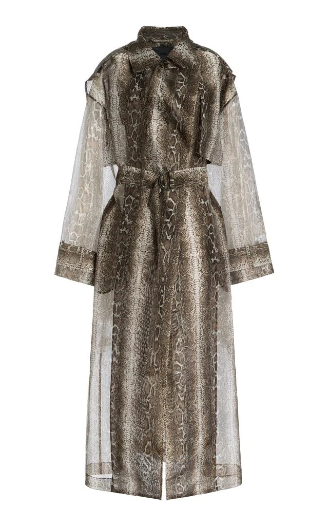 LAPOINTE LAPOINTE - Snake-Printed Organza Double-Breasted Trench Coat - Python - M - Moda Operandi 1