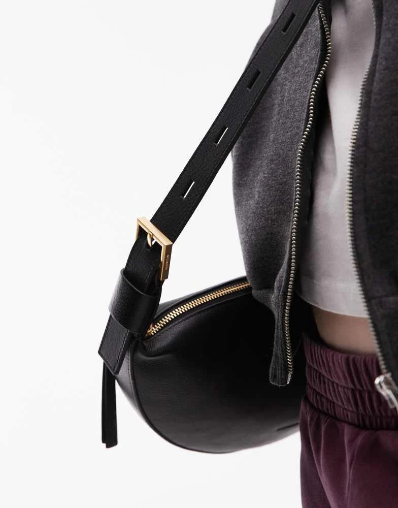ALL SAINTS AllSaints Half Moon leather crossbody bag in black 2
