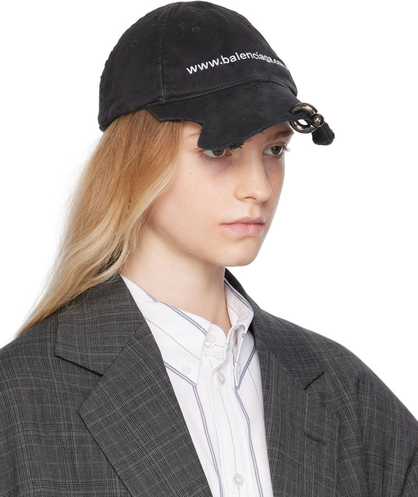 Balenciaga Black 'Bal.com' Piercing Cap 2
