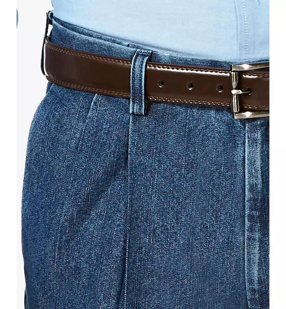 Haggar Men's Stretch Denim Classic-Fit Pleated Pants 6