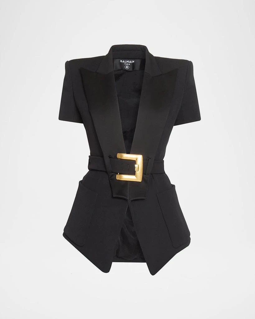 Balmain Tailored Short-Sleeve Belted Blazer Jacket