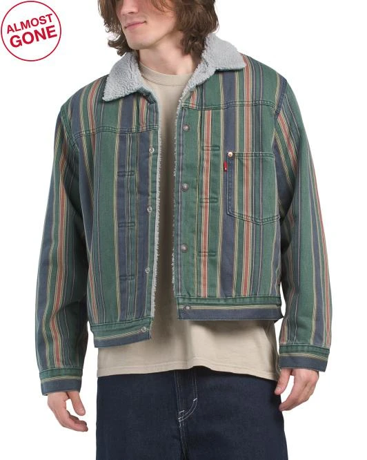 Levi
s Striped Faux Sherpa Trucker Jacket