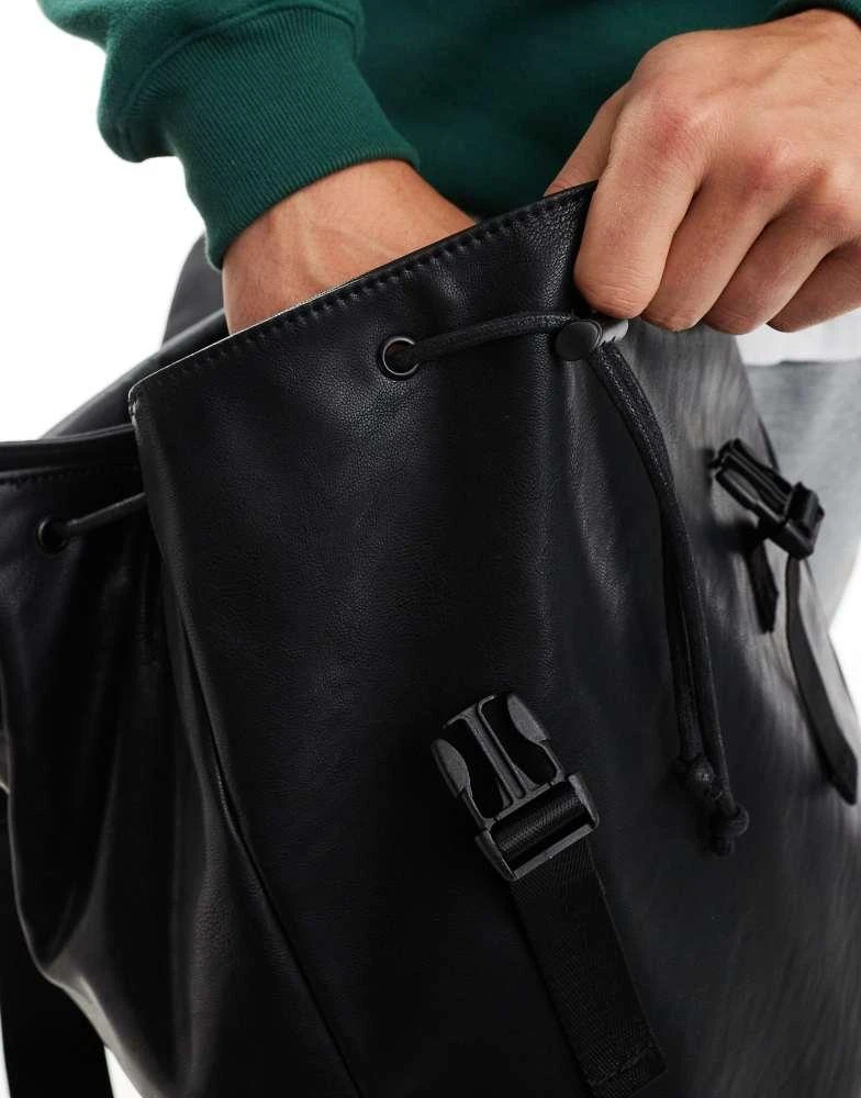 ASOS ASOS DESIGN faux leather backpack in black 2
