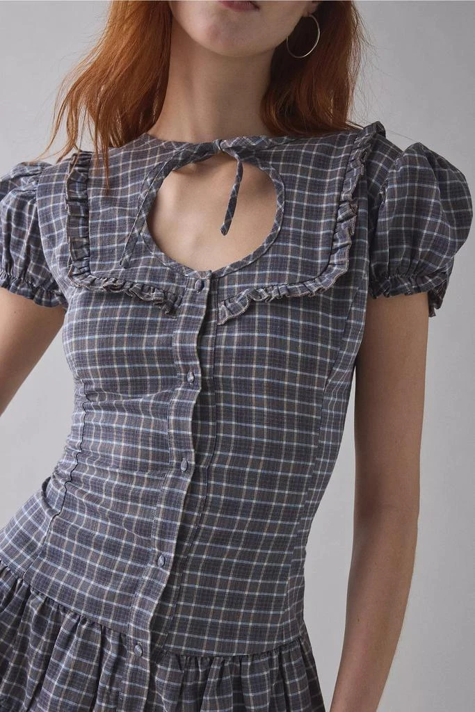 Daisy Street Daisy Street Angel Drop Waist Button-Front Plaid Mini Dress 3