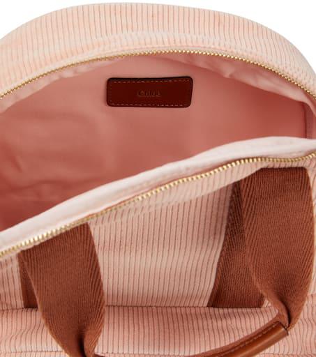 Chloé Kids Leather-trimmed corduroy backpack