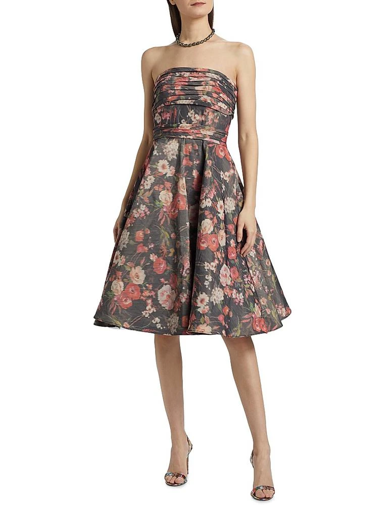 Pamella Roland Floral Taffeta Cocktail Dress 3