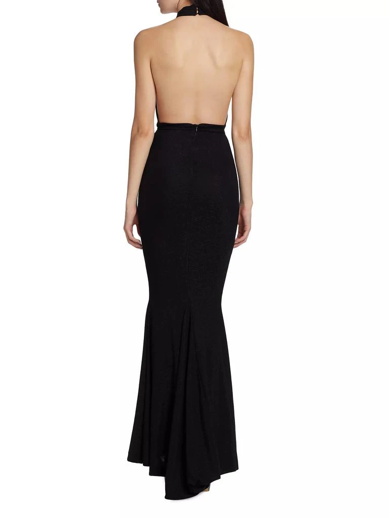 Michael Costello Collection Kyle Speckled Halter Mermaid Gown 5