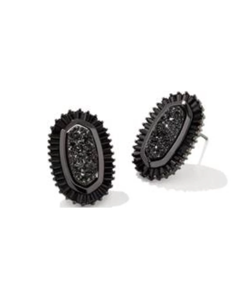 Kendra Scott Baguette Ellie Stud Earrings In Grey & Black Drusy 1