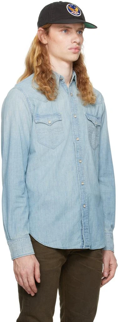 RRL Blue Slim Fit Chambray Western Shirt 2