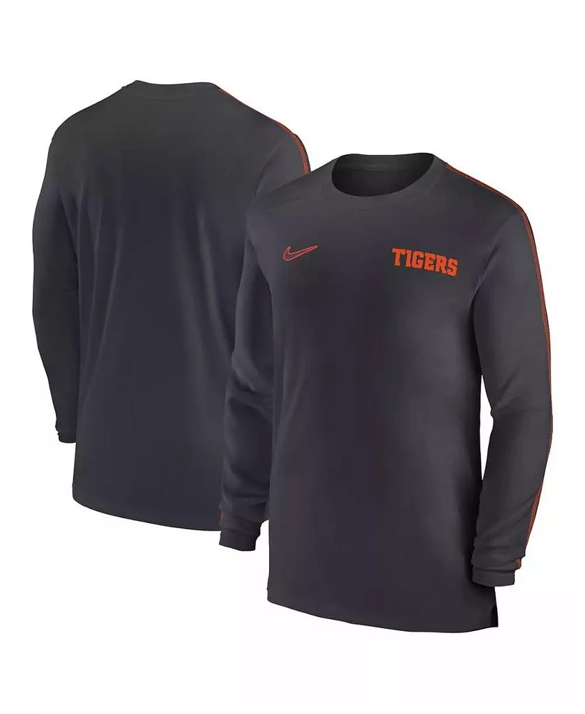 NIKE Men's Anthracite Clemson Tigers 2024 Sideline Coach UV Performance Long Sleeve T-Shirt 1