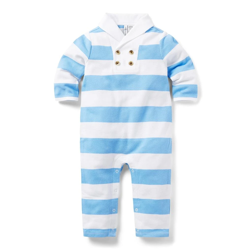 Janie and Jack Stripe Shawl Collar One-Piece (Infant) 1