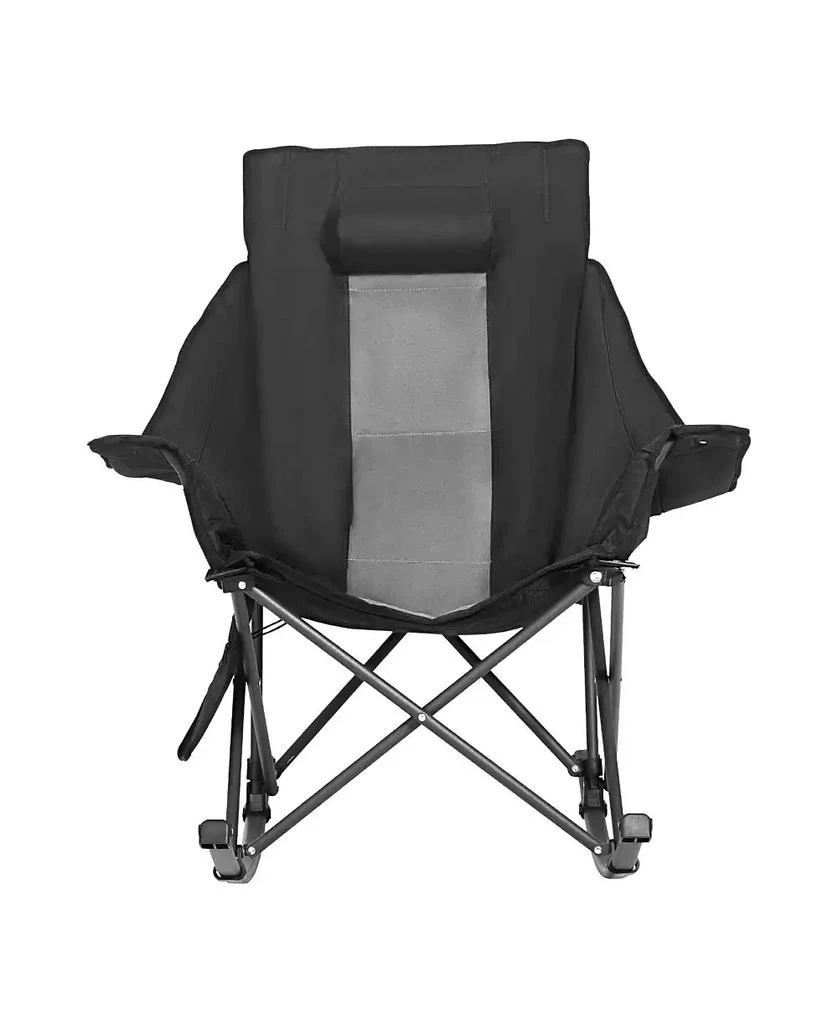 Mecale Heated Camping Chair, 3 Heating Settings, Padded Folding Rocker with Pocket and Cupholder, Supports 225 lbs, Portable Outdoor Chair 3