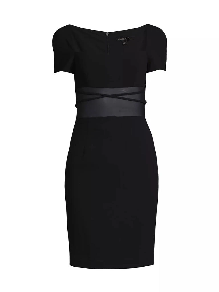 Black Halo Izola Mesh-Panel Sheath Dress 1