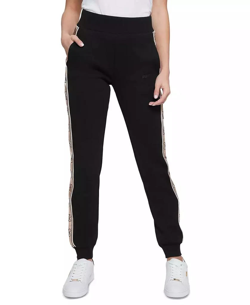 GUESS Women's Britney High Rise Logo Stripe Jogger Pants 1