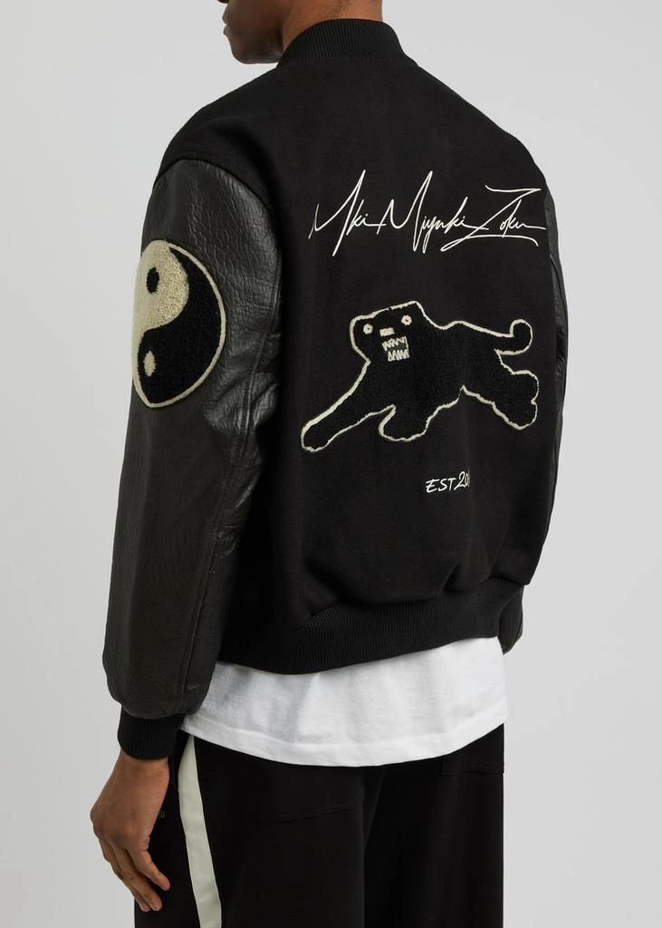 MKI Miyuki Zoku Appliquéd wool-blend and leather varsity jacket 3
