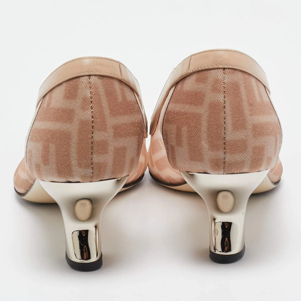 Fendi Fendi Pink/Beige Zucca Mesh and Leather Colibri Pumps Size 38 5