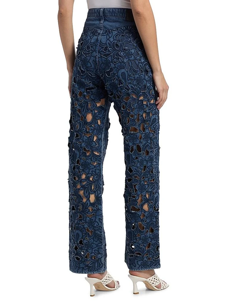 Rag & Bone Logan Mid-Rise Wide-Leg Floral Cutout Jeans 5