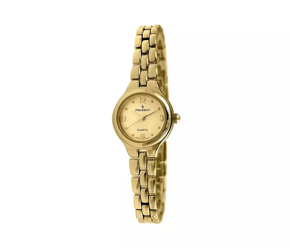 Peugeot Women's 22mm Gold Dial Round Self-Adjust Link Bracelet Watch 1