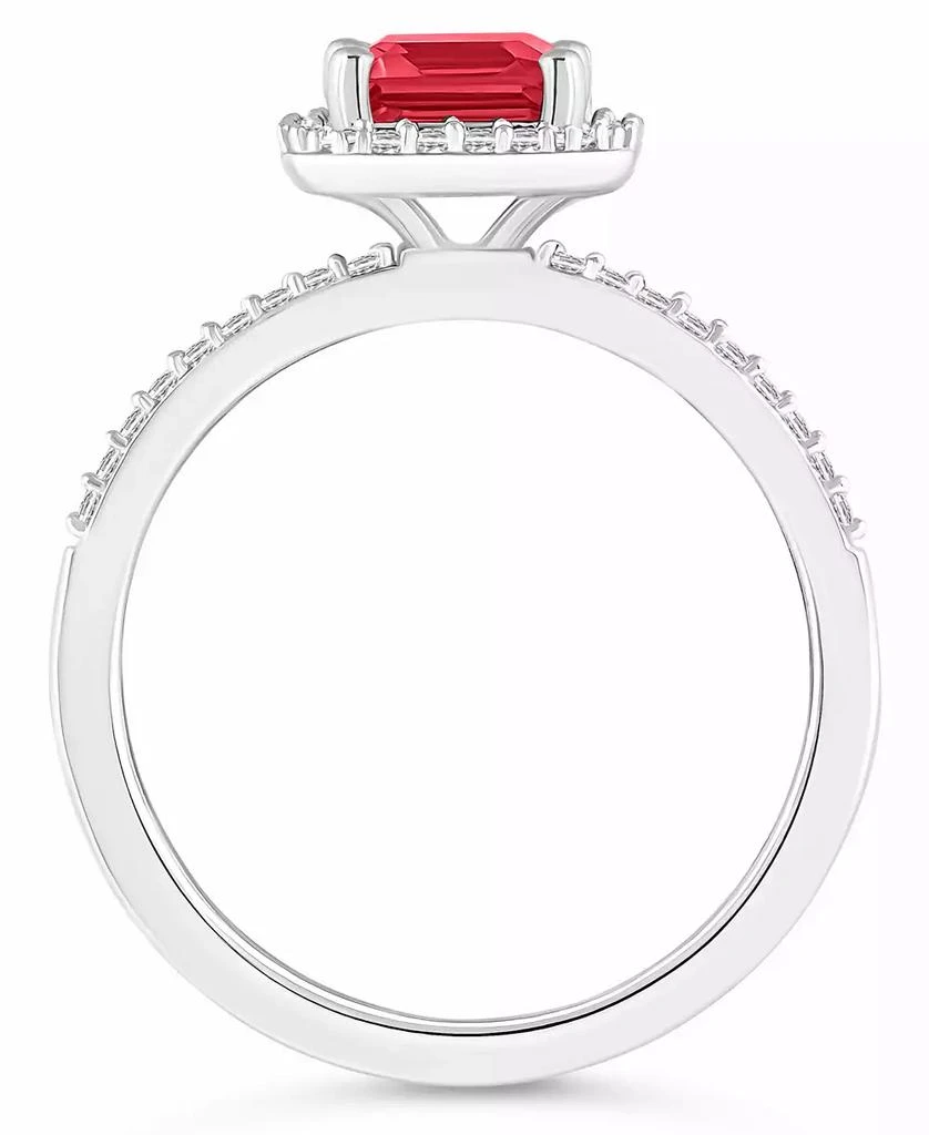 Macy
s Lab-Grown Ruby (2 ct. t.w.) and Lab-Grown Sapphire (1/4 ct. t.w.) Halo Ring in 10K White Gold 3