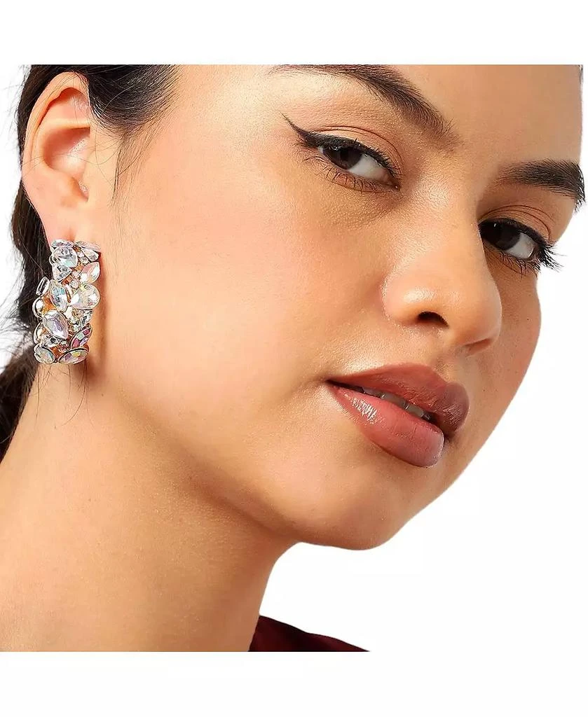SOHI Gold-Plated Stone Hoop Earrings 2