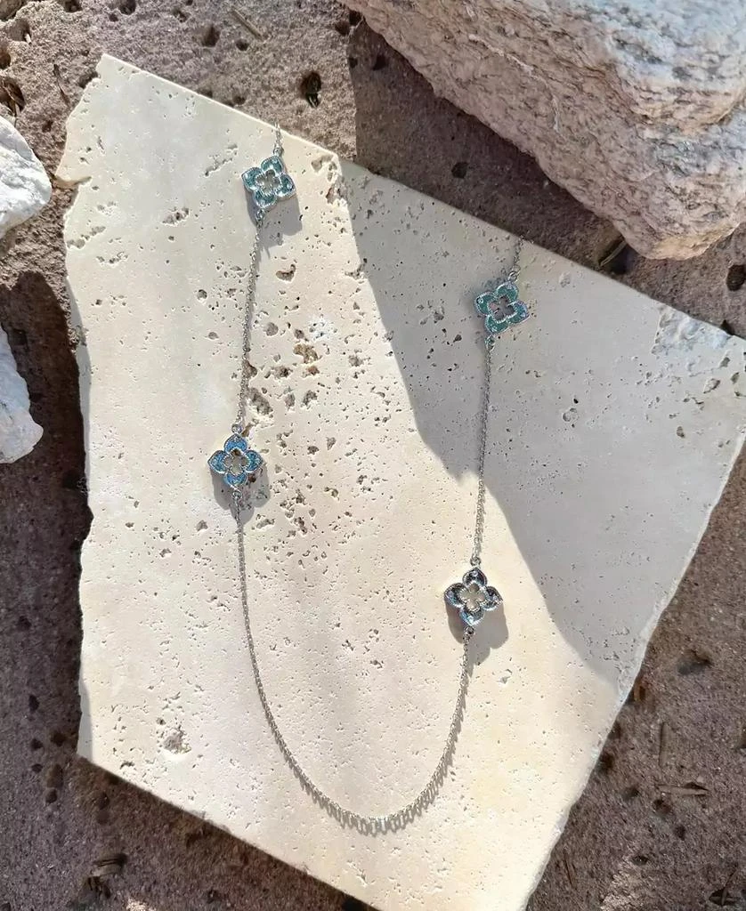 ADORNIA Silver 36" Clover Station Necklace 3