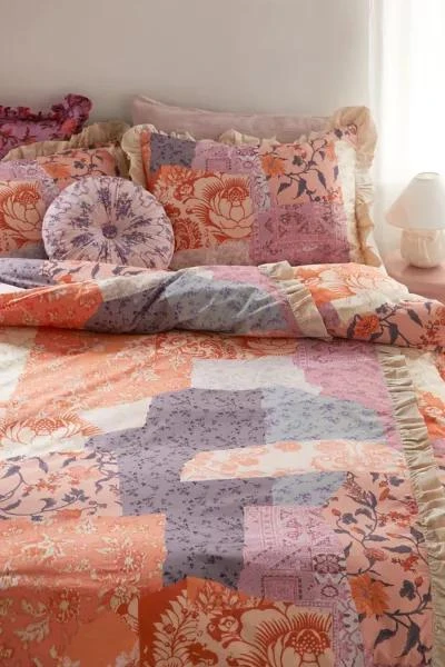 Urban Outfitters Floral Patchwork Ruffle Duvet Cover 1