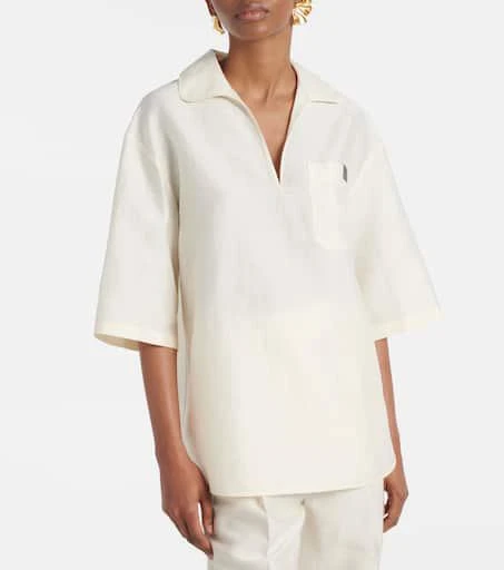 Max Mara Osiride linen and silk-blend polo shirt 5