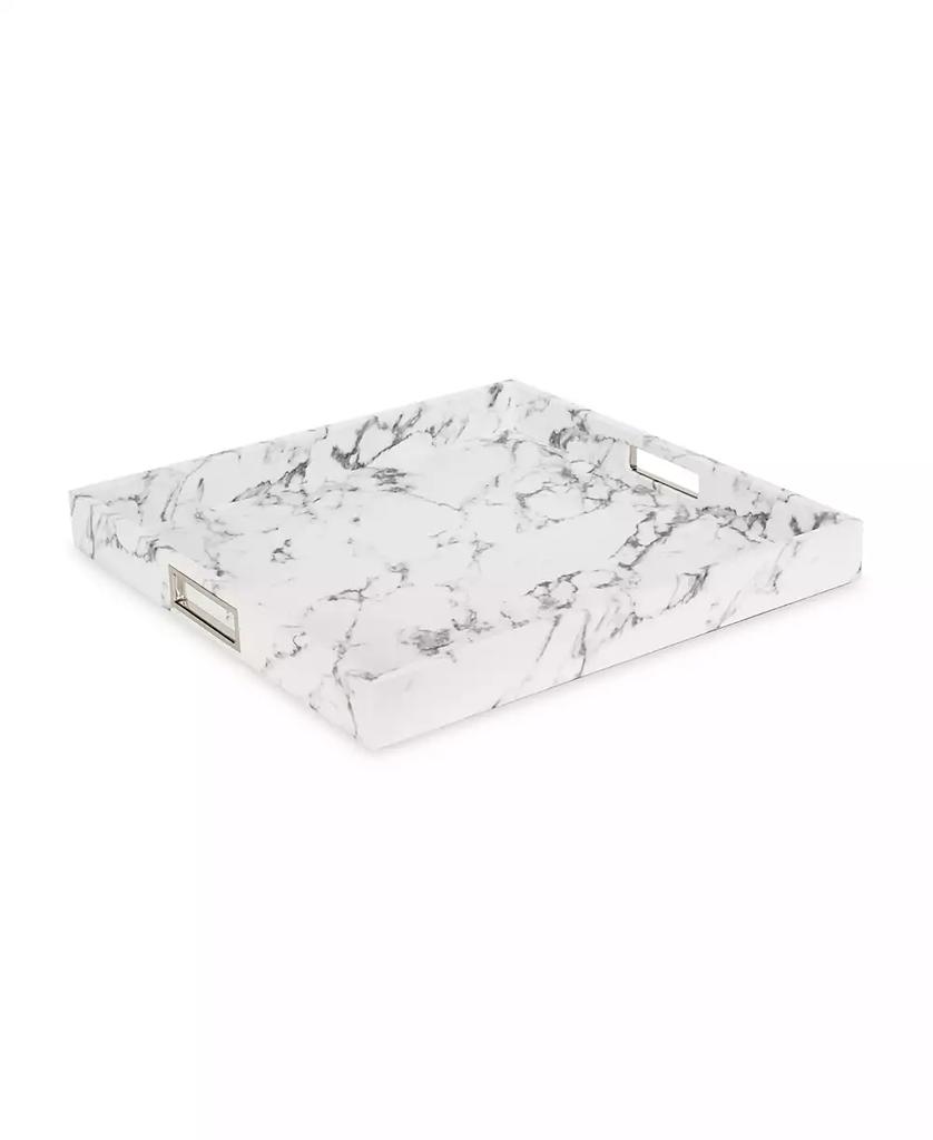 American Atelier Marble with Silver-Tone Stainless Steel Handles Tray