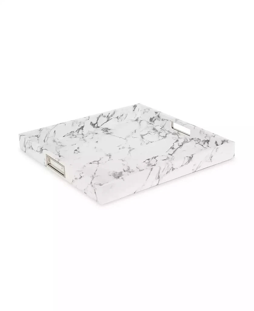 American Atelier Marble with Silver-Tone Stainless Steel Handles Tray 1