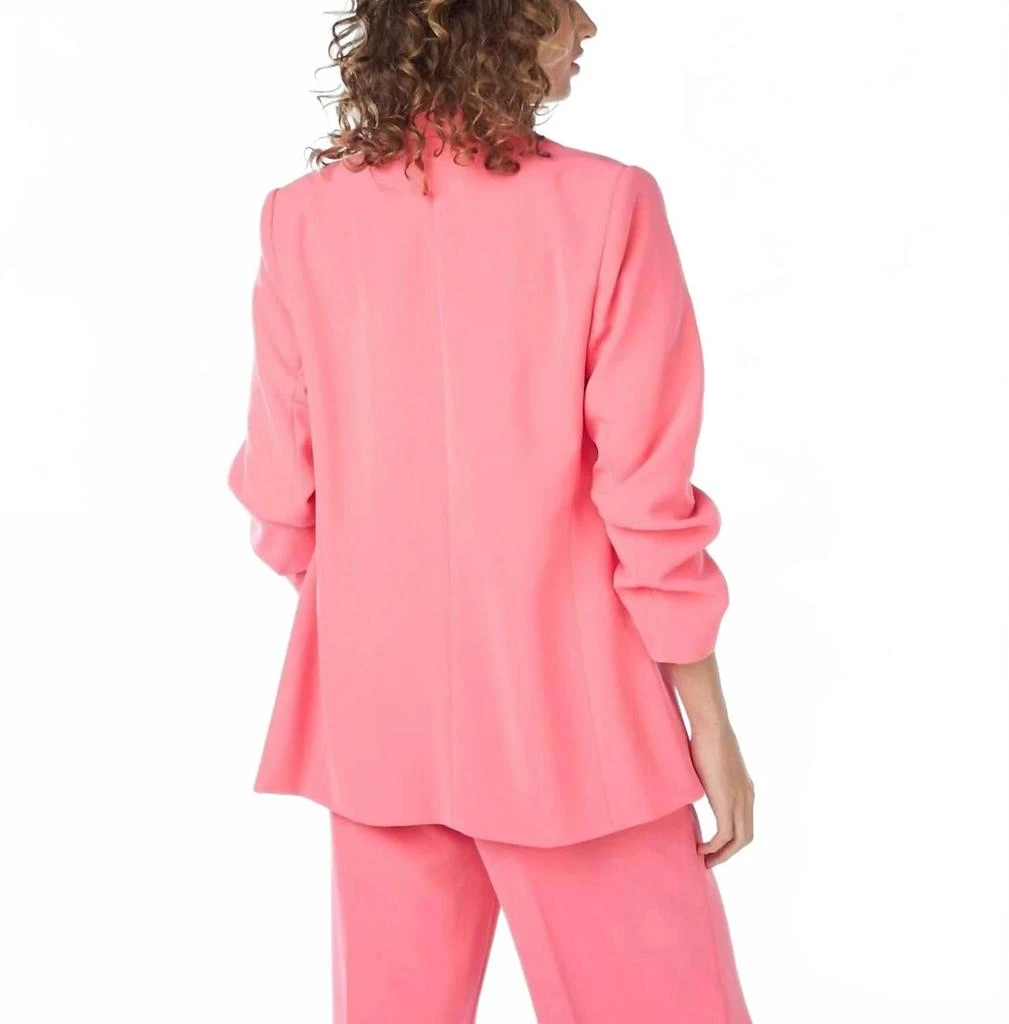 ESQUALO Rouched Sleeve Blazer In Coral 2