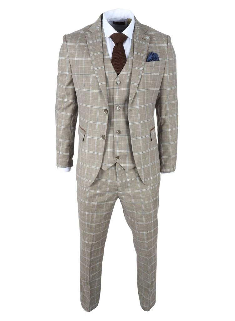 James Darby Hode 3 Piece Checked Classic Plaid Tailored Fit Formal Suit 2