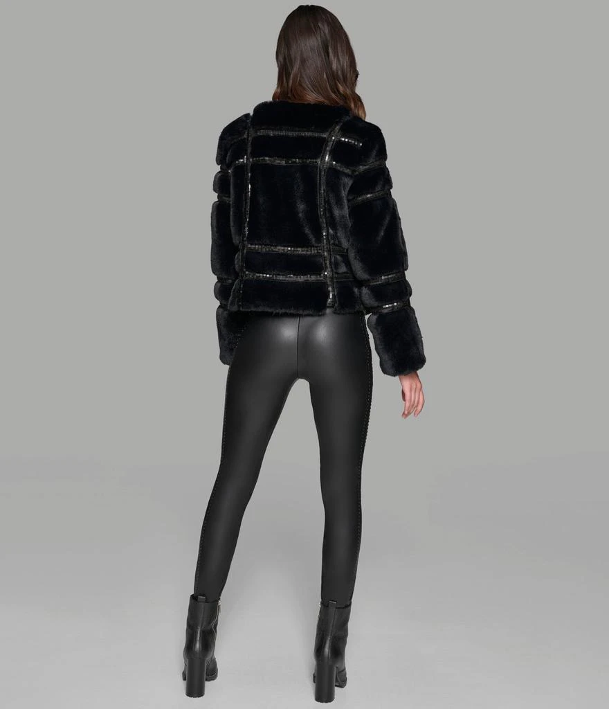 Karl Lagerfeld Paris SEQUIN TRIMMED FAUX FUR COAT 2