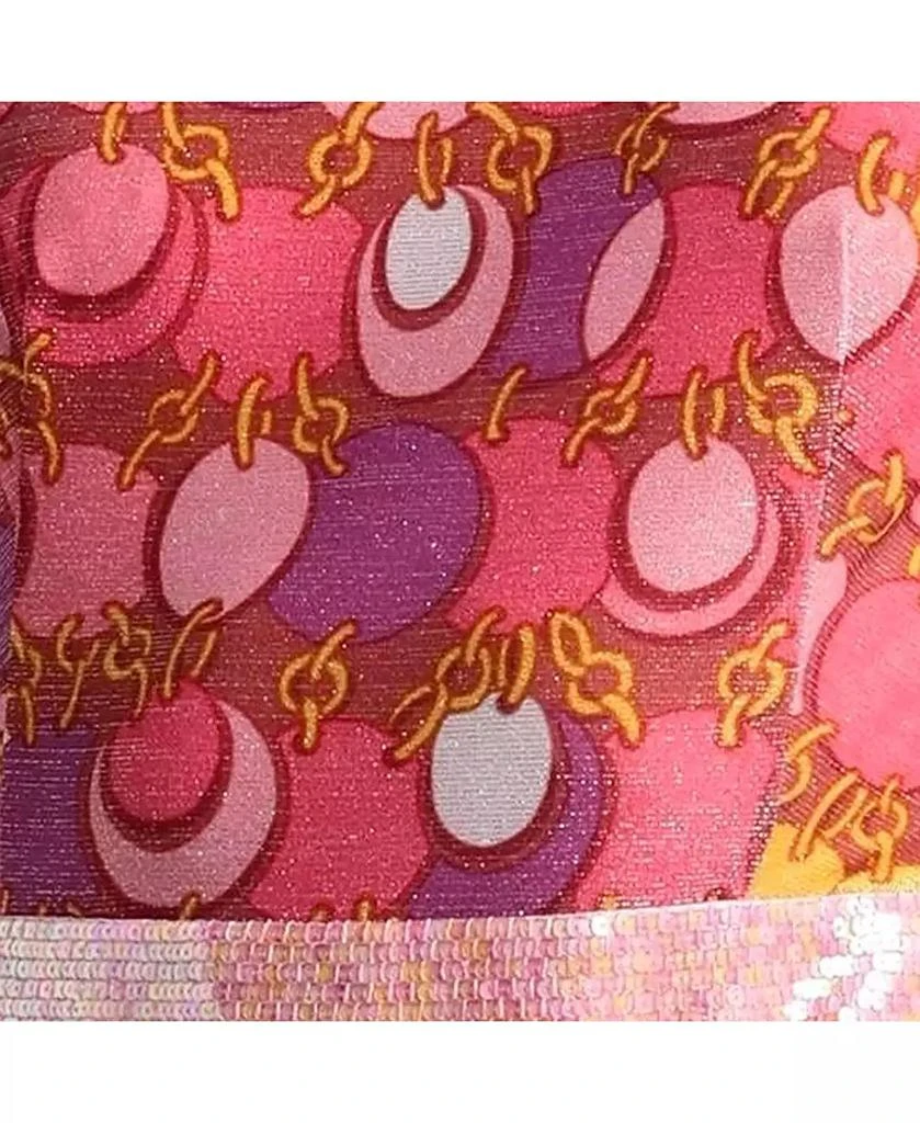 Pre-Owned Moschino Women's Couture Pink Printed Lurex Jersey Sequin Trim Jumpsuit 4