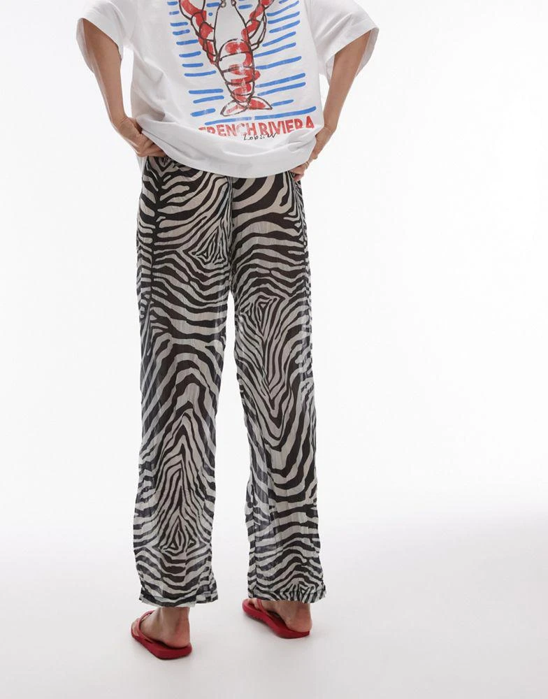 Topshop Topshop abstract sheer crinkle trouser in mono 3