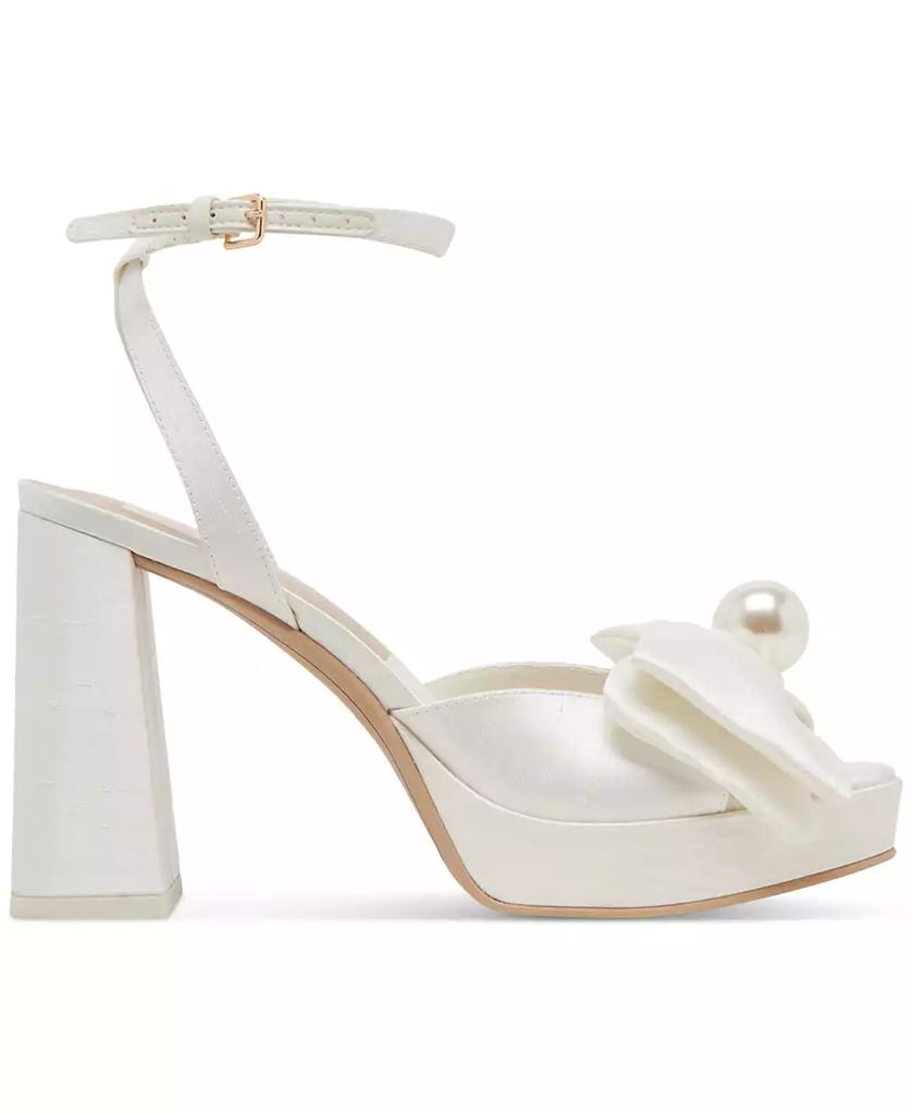 Dolce Vita Women's Patton Two-Piece Pearl Bow Satin Heeled Dress Sandals