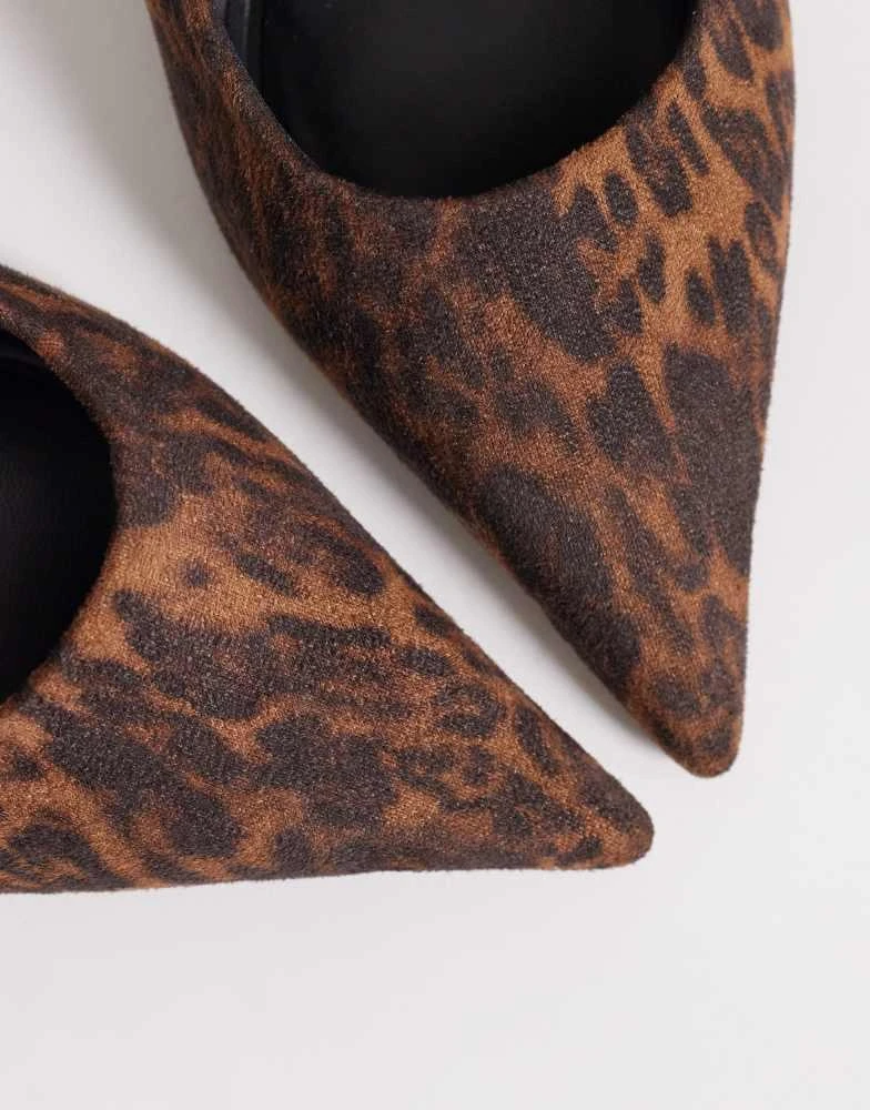 Asos Design Wide Fit ASOS DESIGN Wide Fit Surrey slingback mid block heels in leopard suedette 2