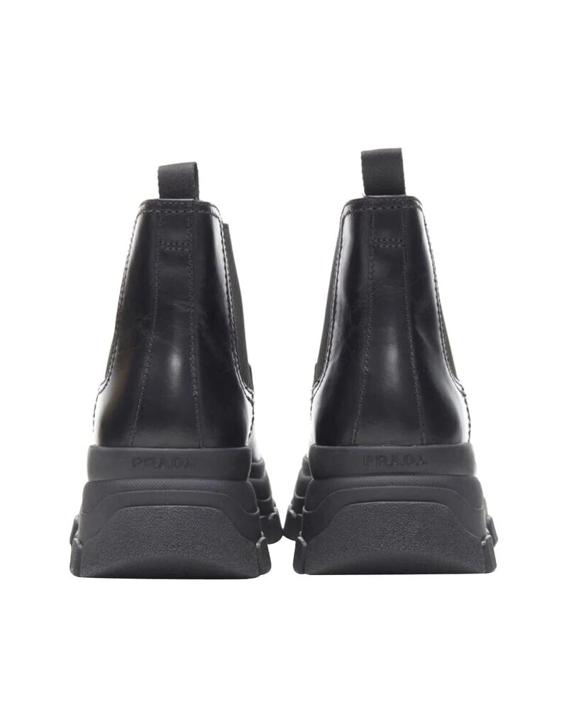 Prada new PRADA 2019 Pull Up black leather Monolith chunky lug sole boot 6