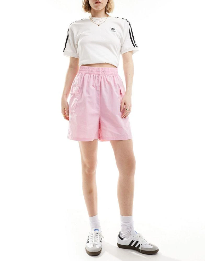 adidas Originals adidas Originals three stripe cargos shorts in pink 2