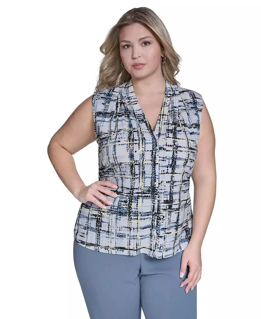 Calvin Klein Plus Size Printed Sleeveless V-Neck Top 1